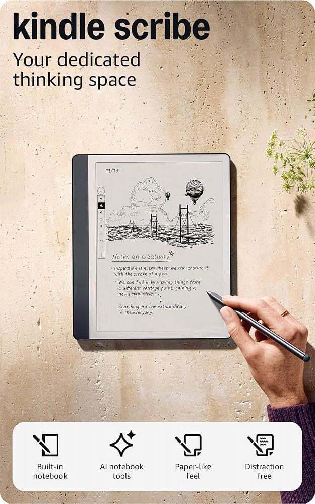 Электронная книга Amazon Kindle Scribe 64GB Wi-Fi with Premium Pen Metallic Tungsten