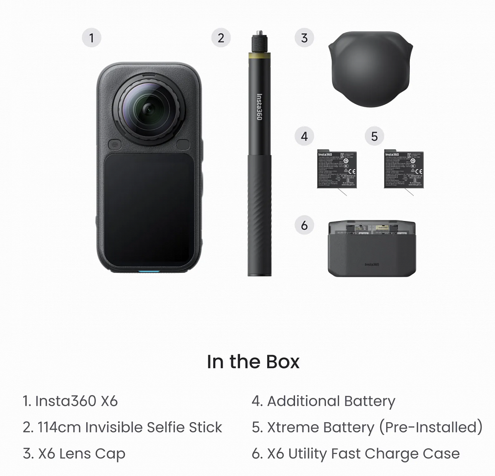 Экшн-камера Insta360 X6 Essentials Bundle Midnight Black