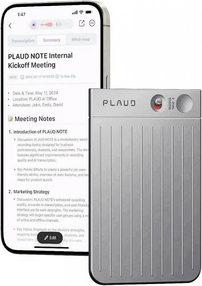 AI диктофон Plaud Note 64GB Silver (ChatGPT)
