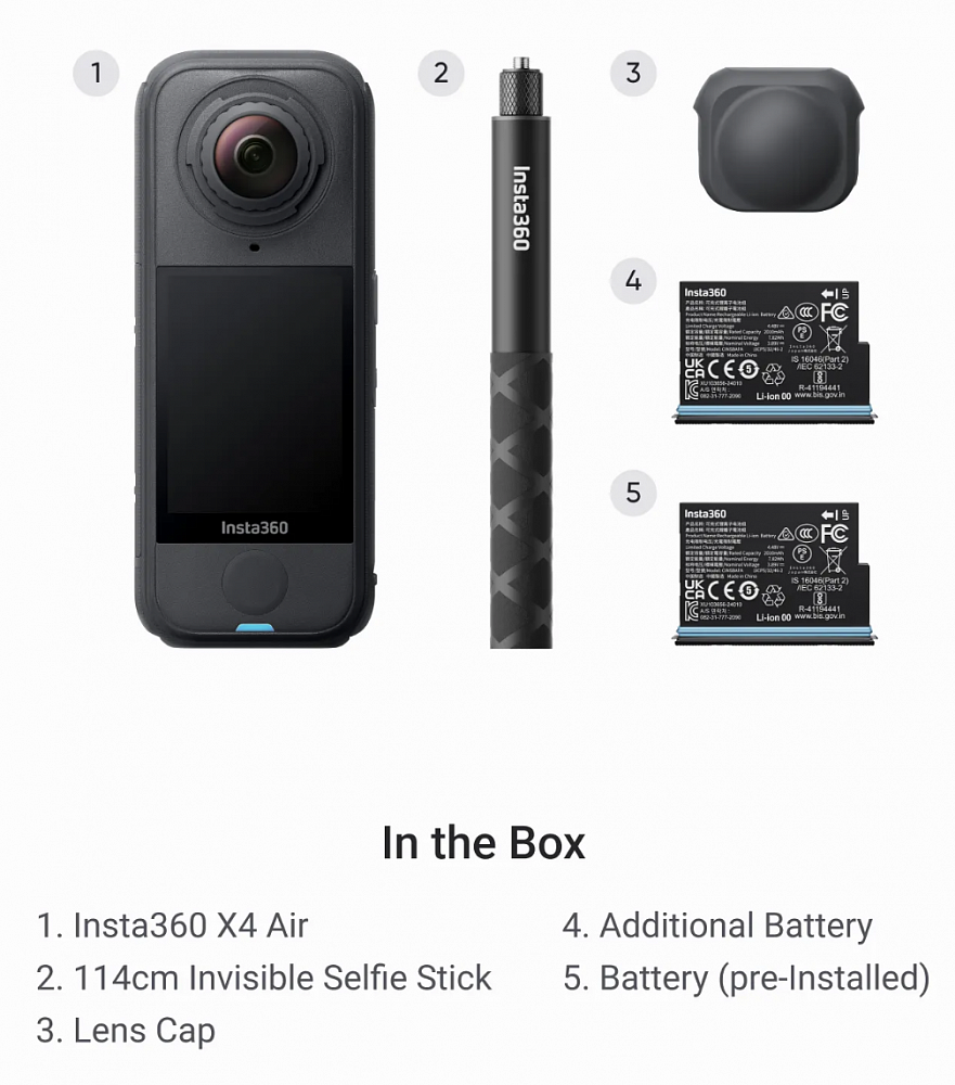 Экшн-камера Insta360 X4 Air Starter Bundle Graphite Black
