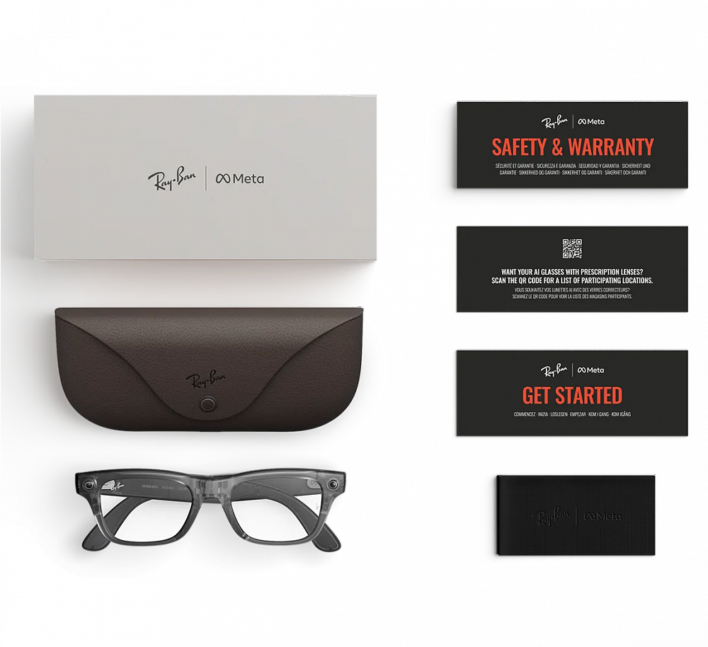 Умные очки Ray-Ban Meta Blayzer Optics (Gen 2) Matte Transparent Ice Grey / Demo Lens (Large)