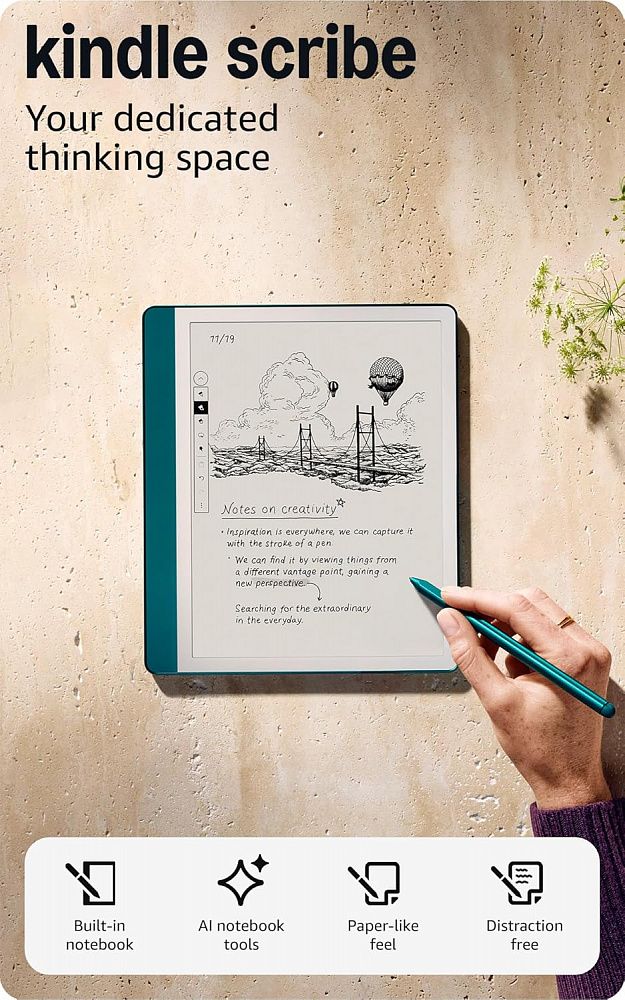 Электронная книга Amazon Kindle Scribe 64GB Wi-Fi with Premium Pen Metallic Jade