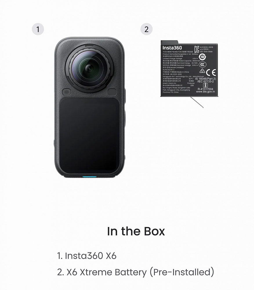 Экшн-камера Insta360 X6 Standard Bundle Midnight Black